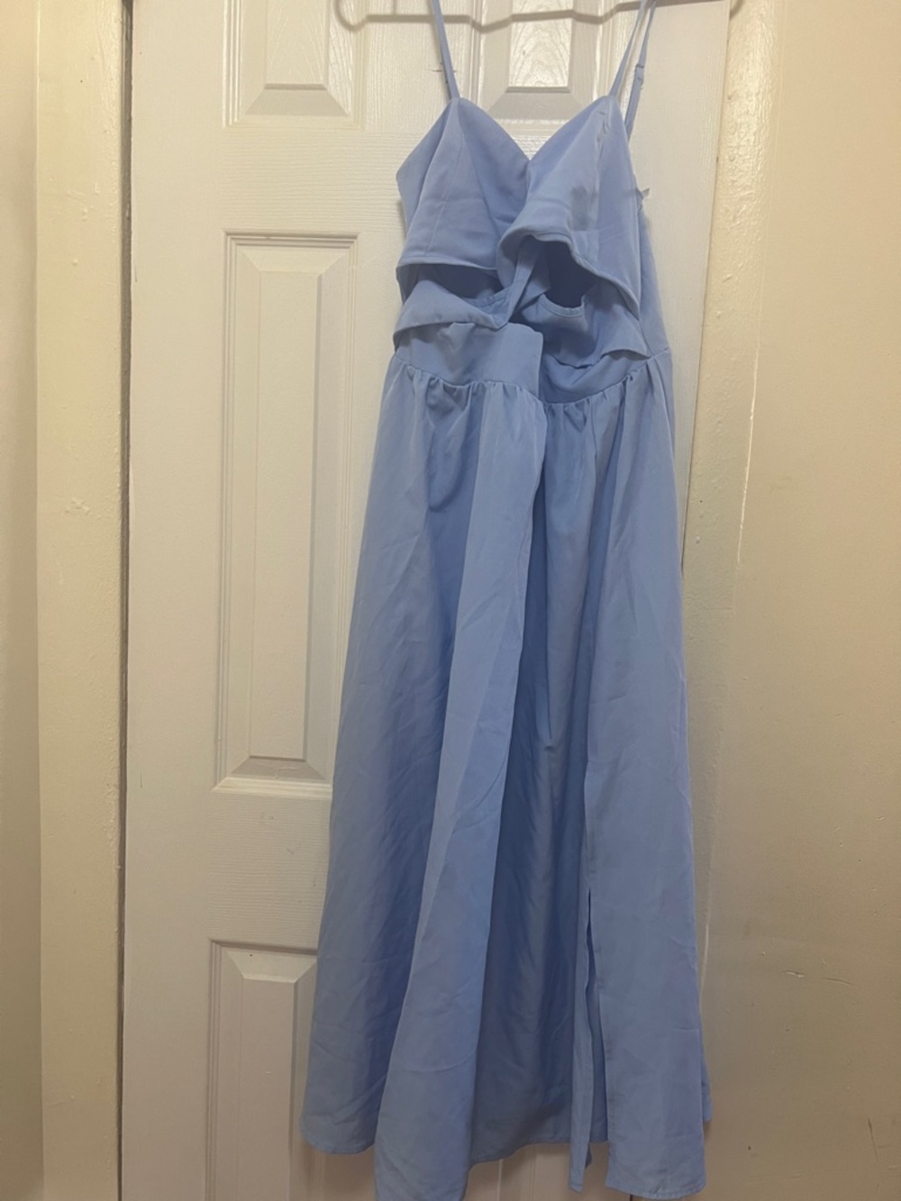 Light Blue Spaghetti Strap Midi Dress